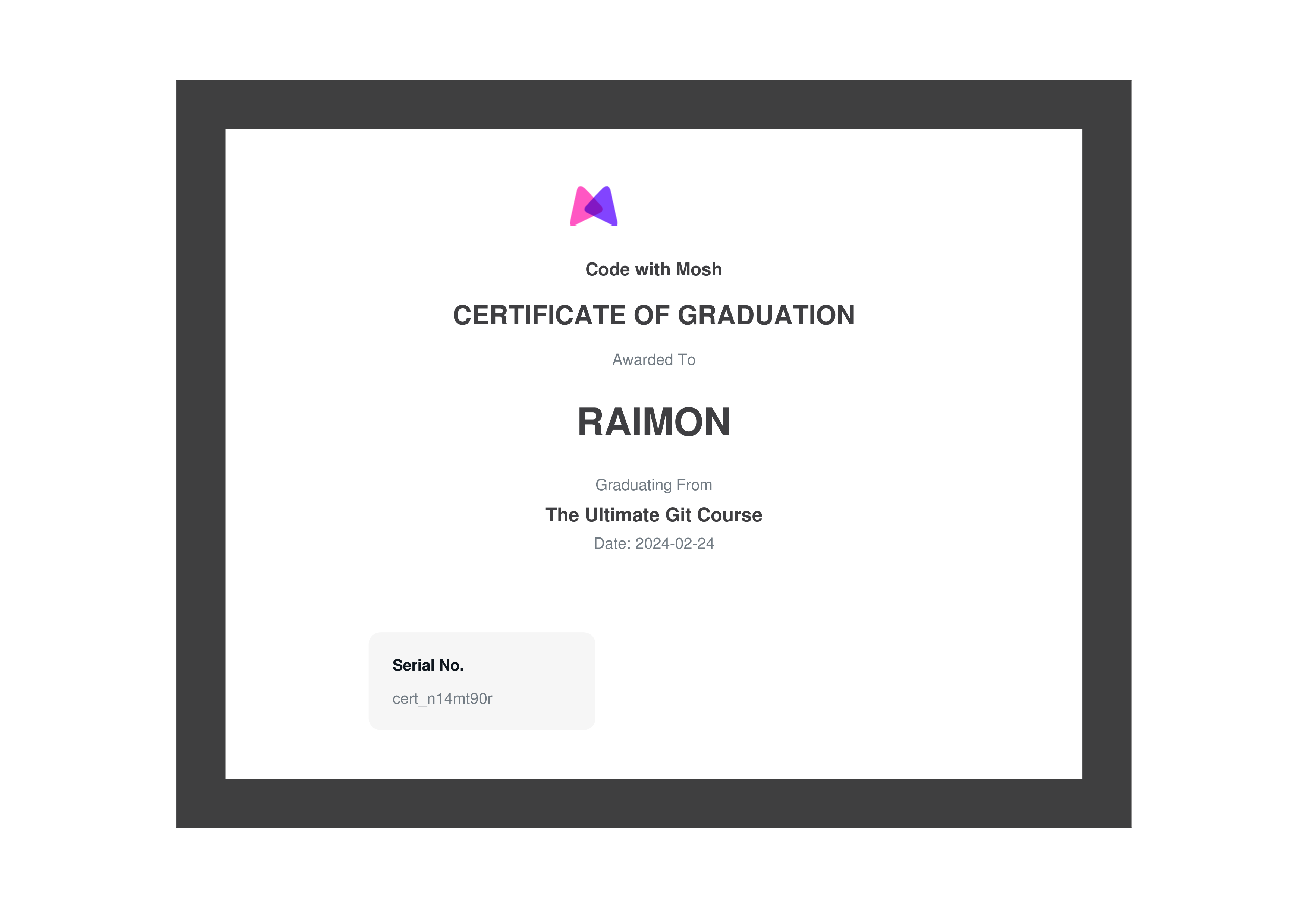 My Git certificate